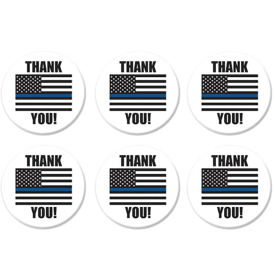 Beistle 2" Blue Stripe Thank You Law Enforcement Buttons, 6ct.
